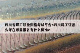 四川省焊工职业资格考试平台