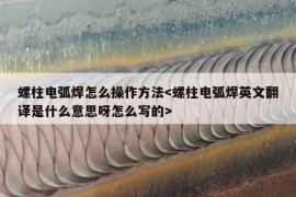 螺柱电弧焊怎么操作方法