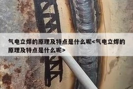 气电立焊的原理及特点是什么呢