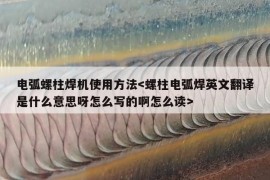 电弧螺柱焊机使用方法