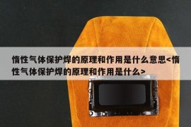 惰性气体保护焊的原理和作用是什么意思