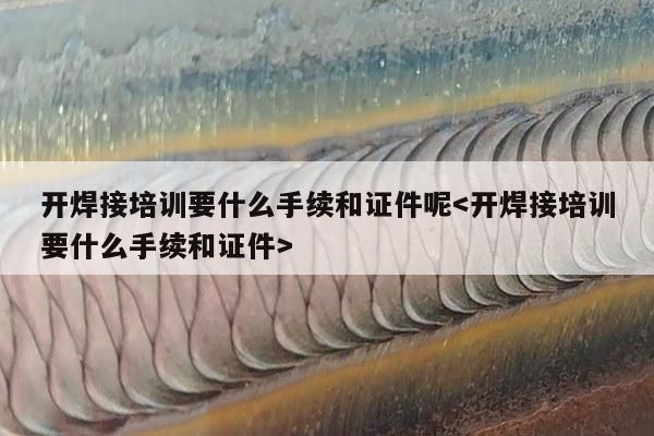 开焊接培训要什么手续和证件呢